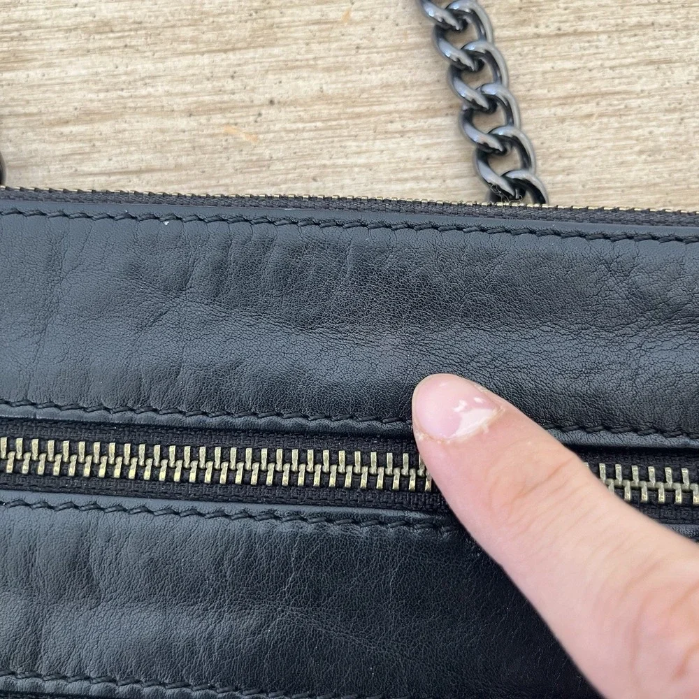 REBECCA MINKOFF MOTO 3 ZIP SMALL CROSSBODY BLACK LEATHER GUC Y2K